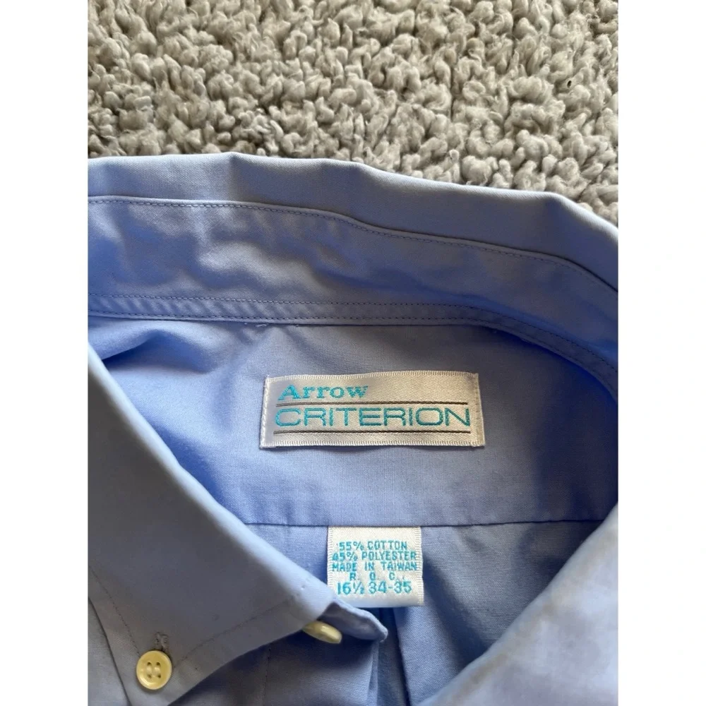 Arrow Criterion Men’s 16.5 Light Blue Long Sleeve Button Down Dress Shirt. - Picture 2 of 8